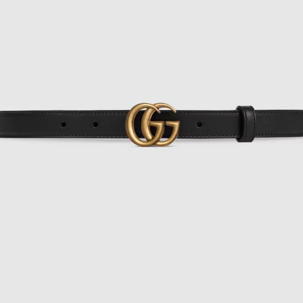 Women’s slim black leather belt